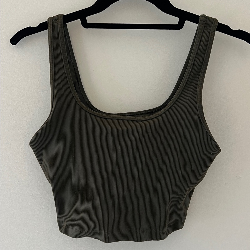American Eagle Offline olive Green Ribbed Tank Top